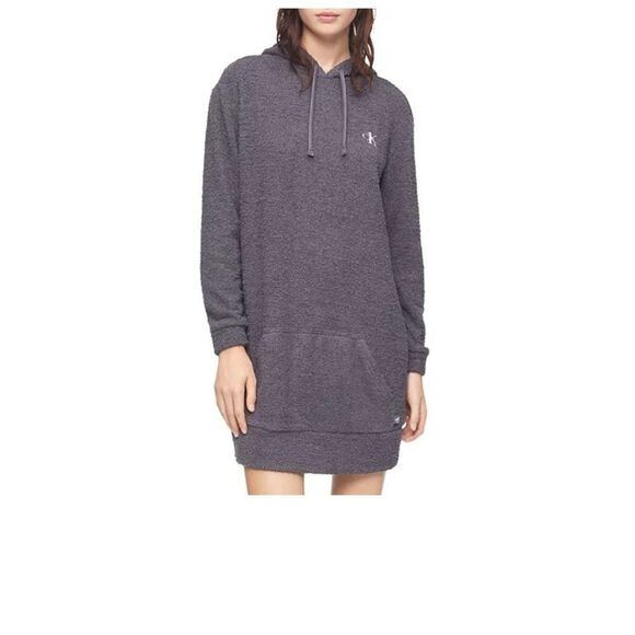 Calvin Klein Tops - Calvin Klein CK One Long Sleeve Lounge Hoodie Womens XS Gray Plush